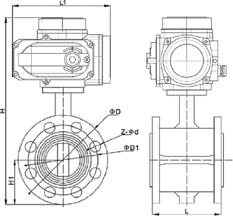 D941X-16P电动对夹蝶阀结构图.jpg D941X-16P电动对夹蝶阀结构图.jpg