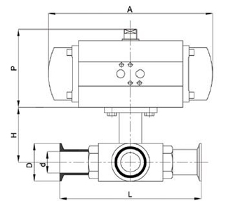 气动卫生级三通球阀(图1) 气动卫生级三通球阀(图1)