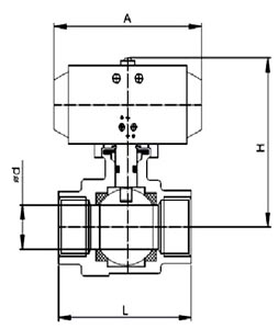 气动两片式螺纹球阀(图1) 气动两片式螺纹球阀(图1)