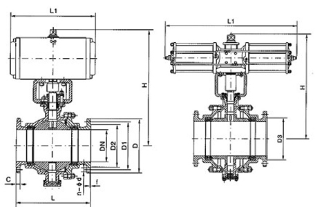 Q647W气动固定球阀(图1) Q647W气动固定球阀(图1)