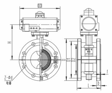 气动法兰衬氟蝶阀(图1) 气动法兰衬氟蝶阀(图1)