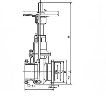 Z40H不锈钢美标闸阀外形结构图 美标闸阀Z20SA1F2(图1)