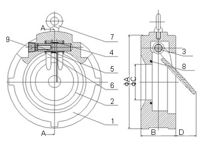 H74W对夹式单瓣止回阀(图1) H74W对夹式单瓣止回阀(图1)