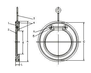 H74W薄型对夹止回阀(图1) H74W薄型对夹止回阀(图1)