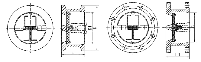 H76W对夹式双瓣止回阀(图1) H76W对夹式双瓣止回阀(图1)